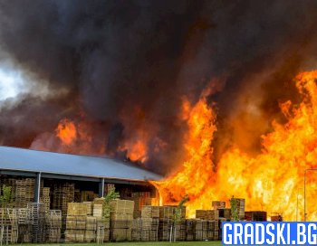 Пожарникари се борят с пожар в силистренско предприятие